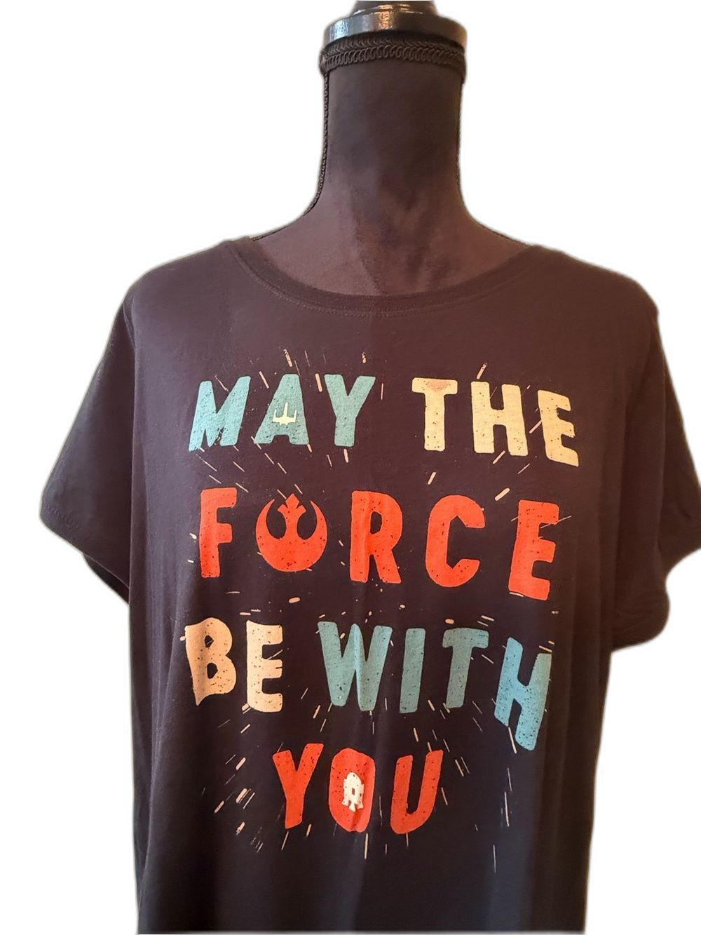 Torrid Star Wars Black Short Sleeve Tee "May The Force Be With You" Size 2 (2X)